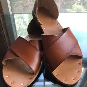 Vegan leather sandals, size 8